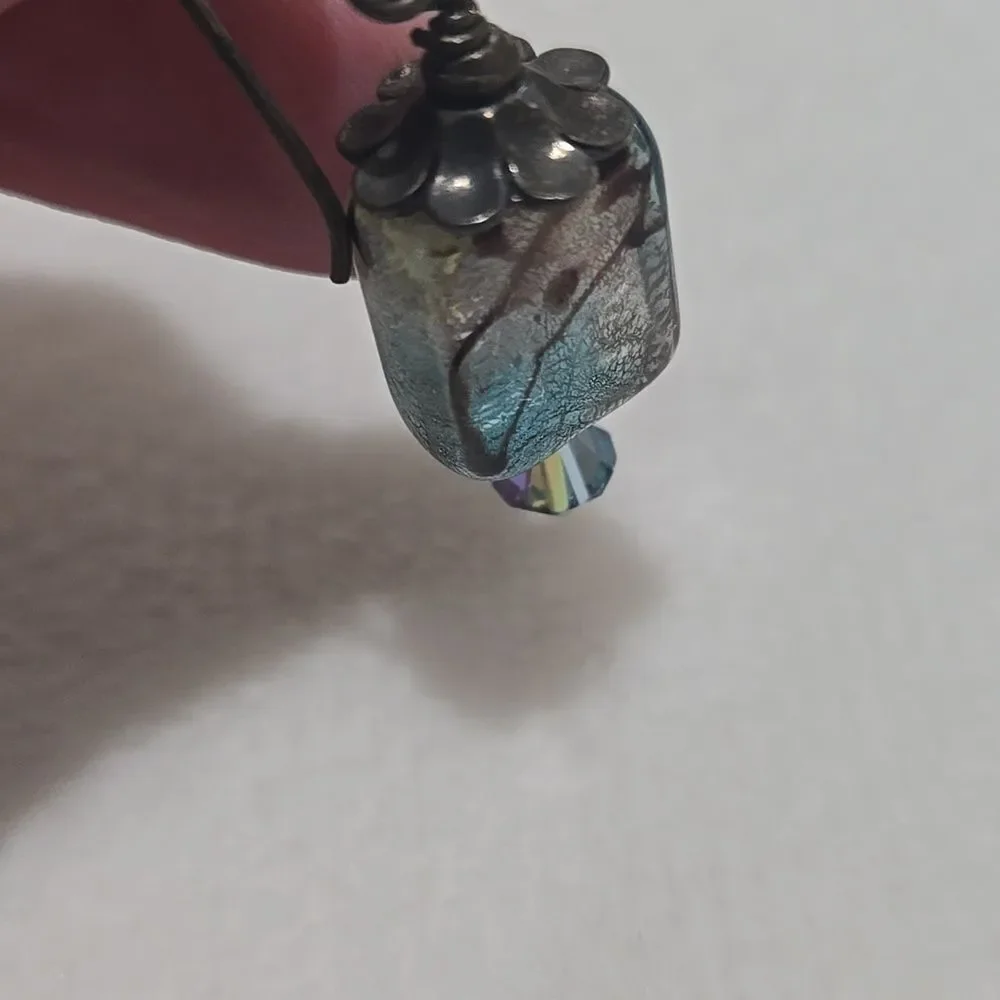 Sterling Silver and Dichoric Glass Earrings